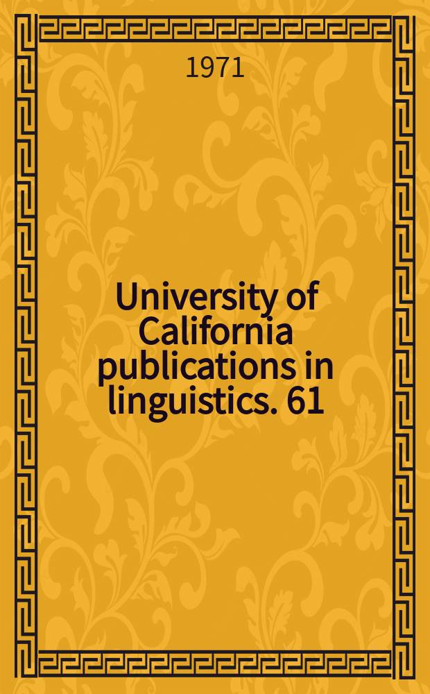 University of California publications in linguistics. 61 : Tzeltal phonology and morphology