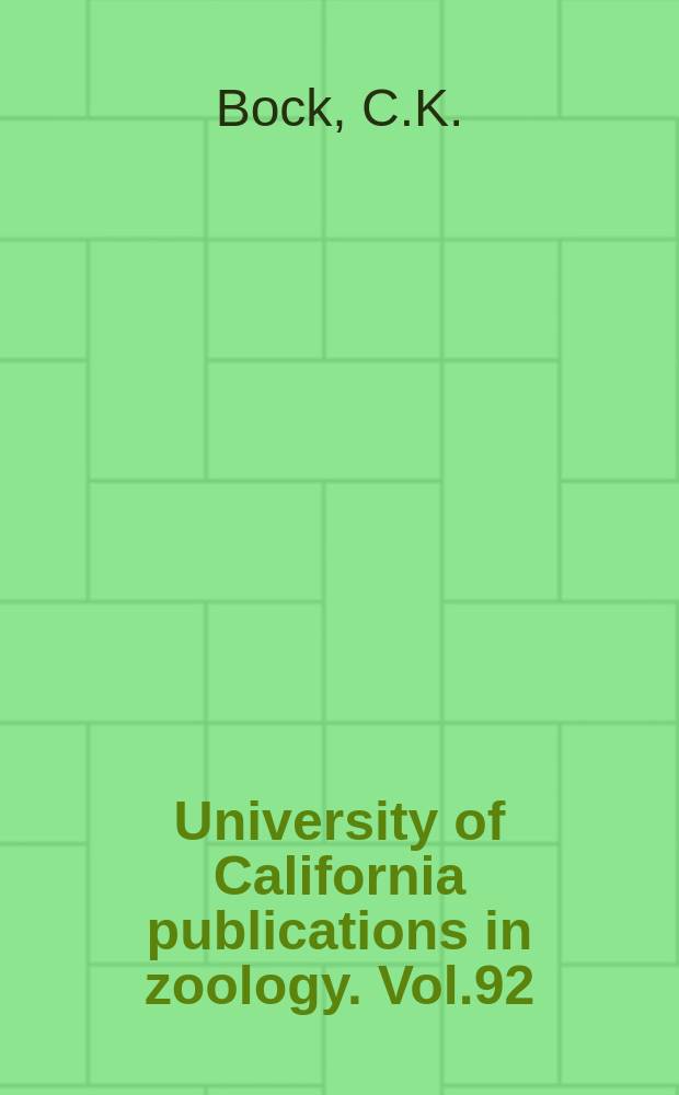 University of California publications in zoology. Vol.92 : The ecology and behavior of the Lewis woodpecker (Asyndesmus Lewis)