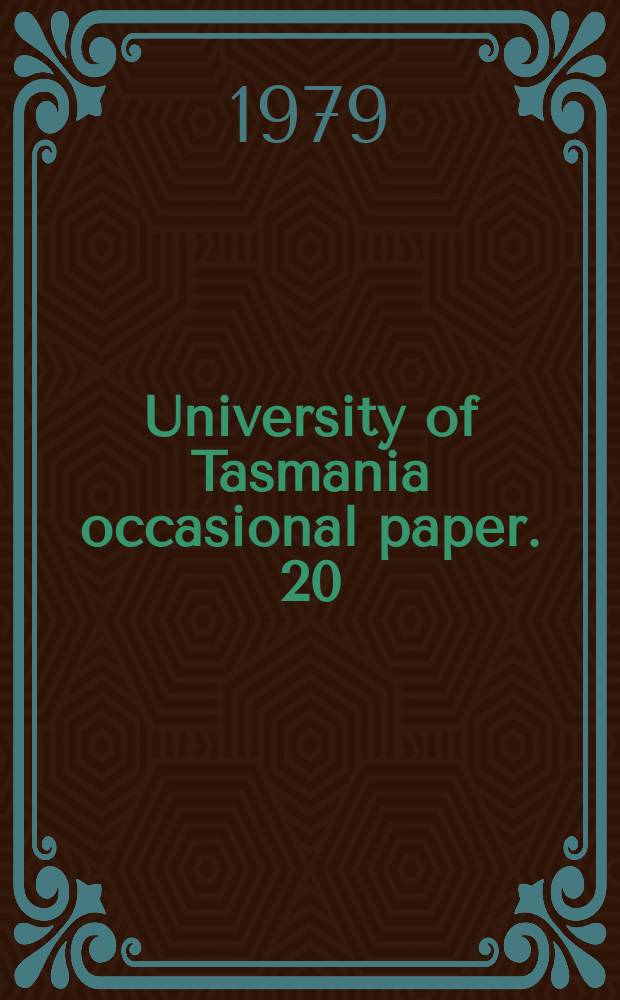 University of Tasmania occasional paper. 20 : Economic growth and the environment