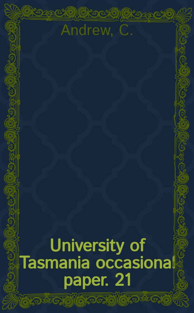 University of Tasmania occasional paper. 21 : Art museums