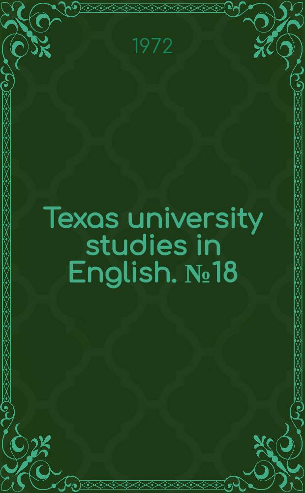 Texas university studies in English. №18 : 1938