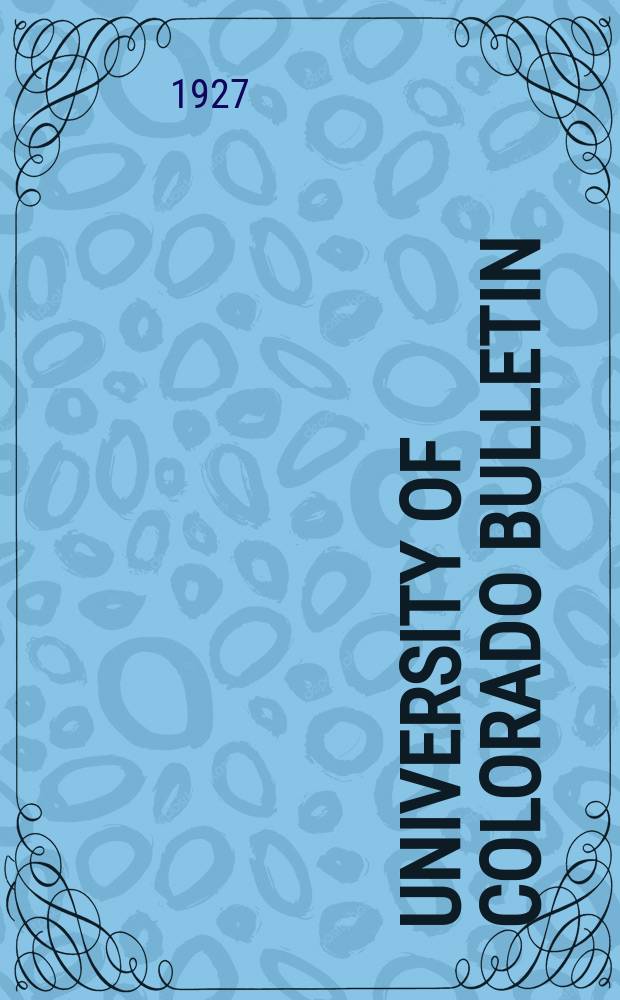 University of Colorado bulletin