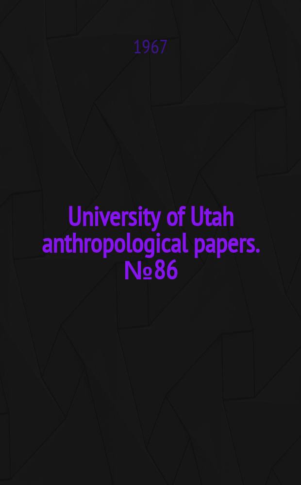 University of Utah anthropological papers. №86 : Ceramic studies of the historic periods in ancient Nubia