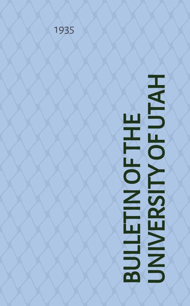 Bulletin of the University of Utah