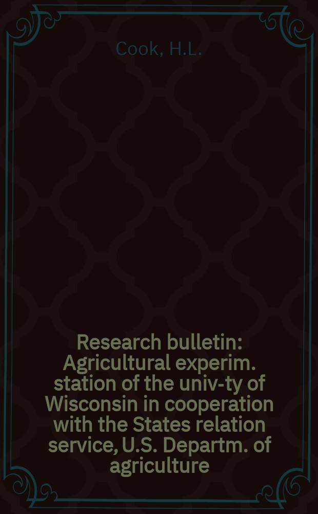 Research bulletin : Agricultural experim. station of the univ-ty of Wisconsin in cooperation with the States relation service, U.S. Departm. of agriculture : Paper packaged milk in Wisconsin its part in expanding distribution areas