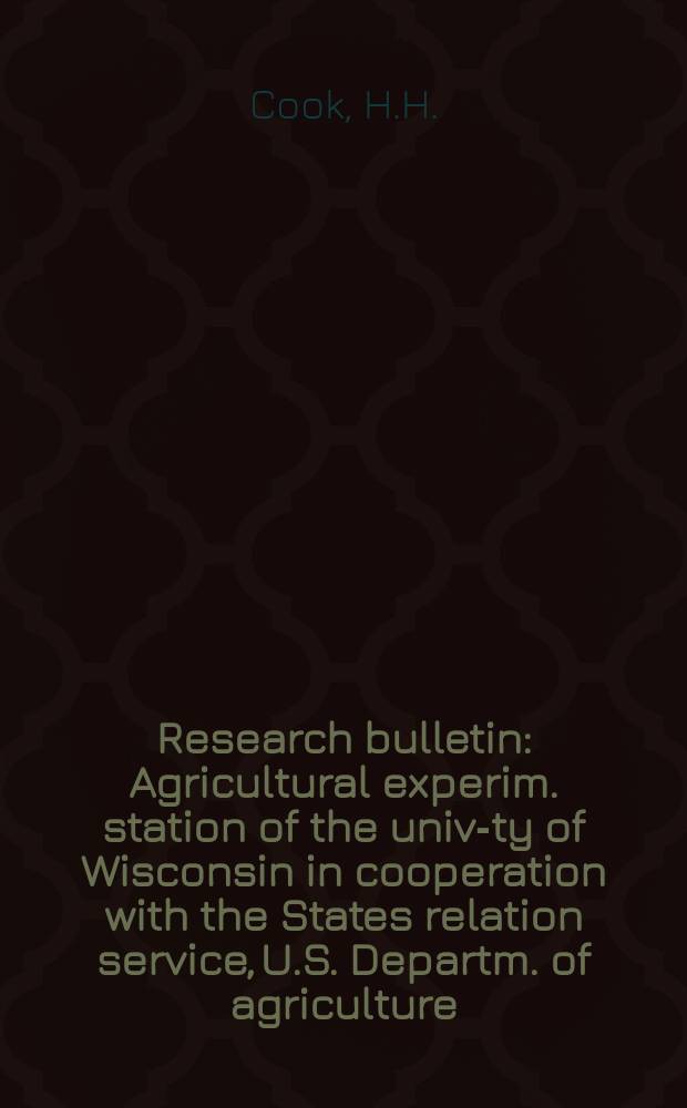 Research bulletin : Agricultural experim. station of the univ-ty of Wisconsin in cooperation with the States relation service, U.S. Departm. of agriculture : Case studies on pupil response to experimental pricing of milk Madison and Milwaukee schools
