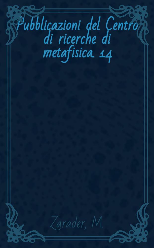 Pubblicazioni del Centro di ricerche di metafisica. 14 : Il debito impensato