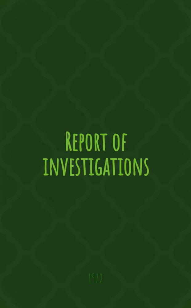 Report of investigations : Mass spectra and analytical ...