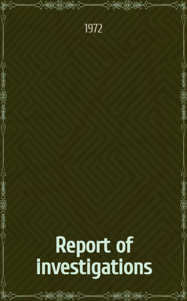 Report of investigations : A comparison of borer, ripper ...