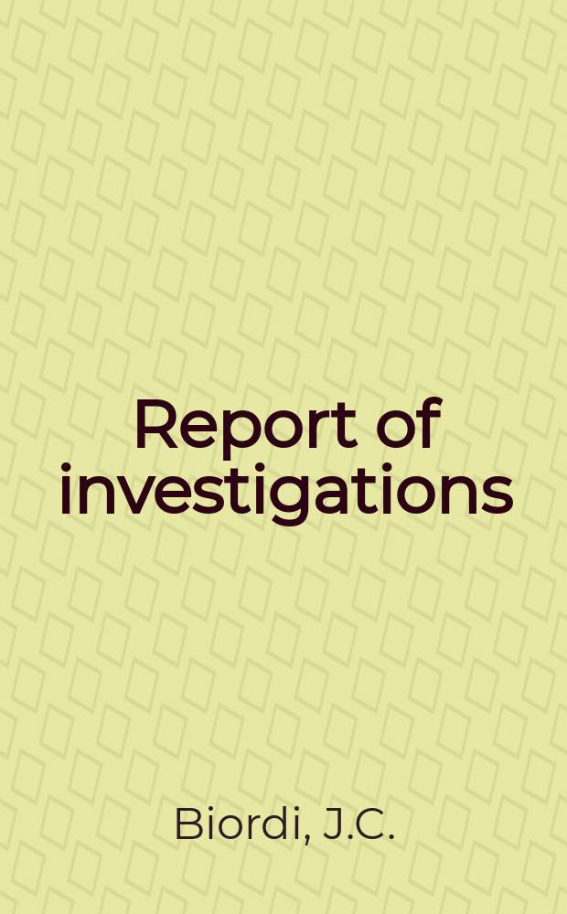 Report of investigations : Chemical flame ...
