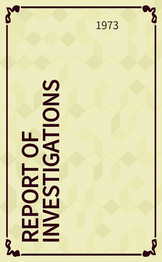 Report of investigations : Solvent extraction of nitrate ...