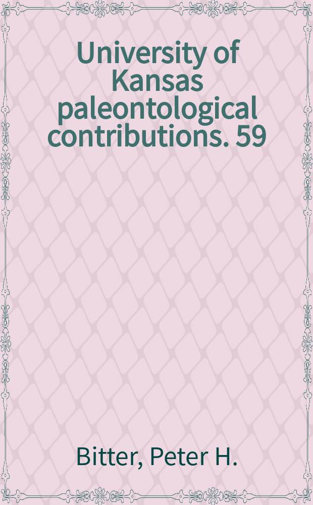 University of Kansas paleontological contributions. 59 : Environmental control of conodont distribution in the Shawnee Group (Upper Pennsylvanian) of Eastern Kansas