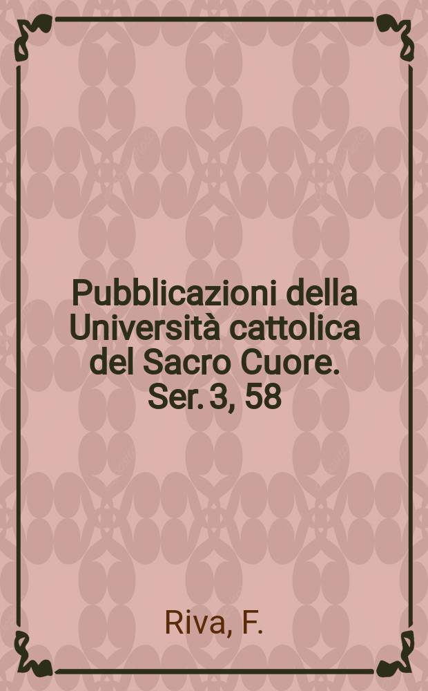 Pubblicazioni della Università cattolica del Sacro Cuore. Ser. 3, 58 : Analogia e univocità in Tommaso de Vio
