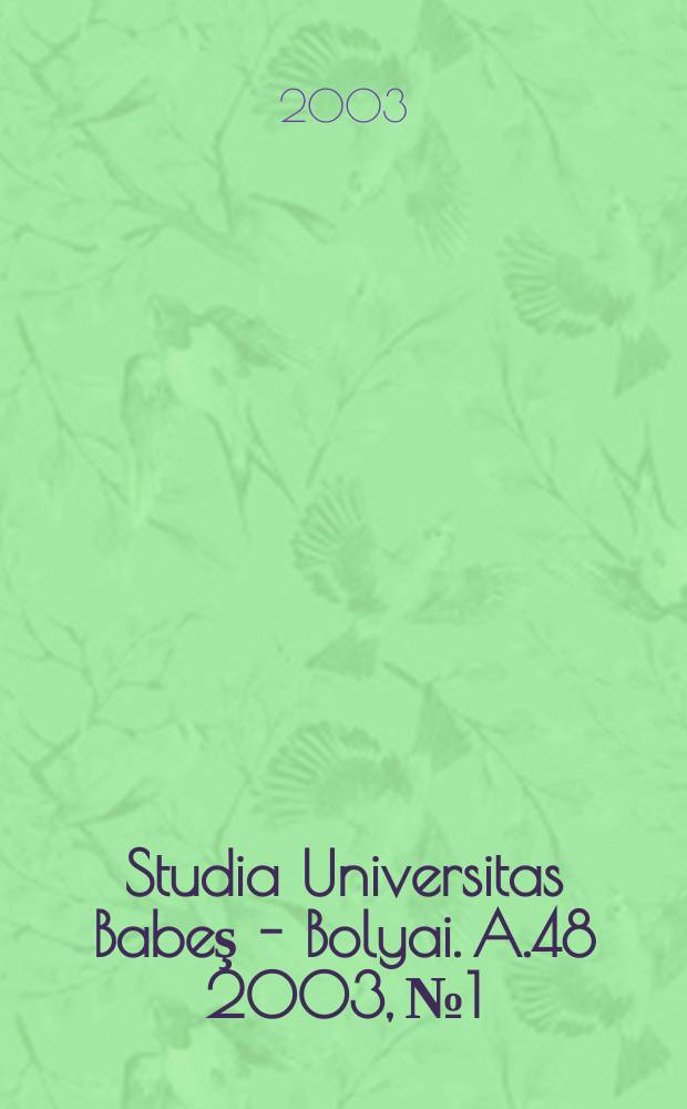 Studia Universitas Babeş - Bolyai. A.48 2003, №1