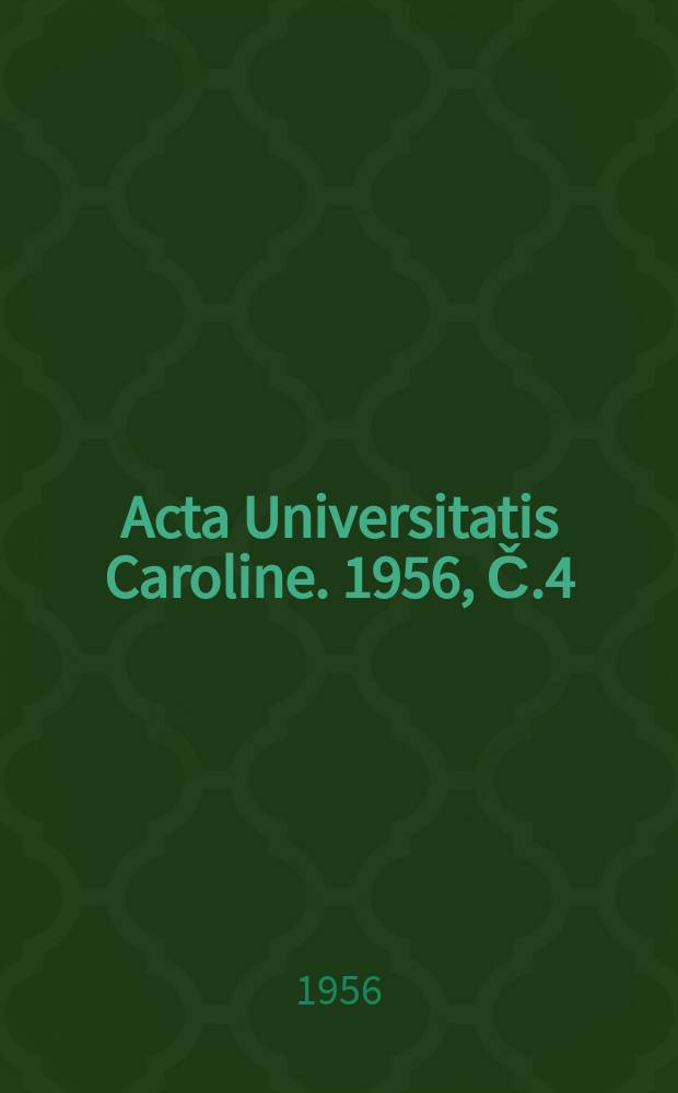 Acta Universitatis Caroline. 1956, Č.4 : Počátky novočeského verse