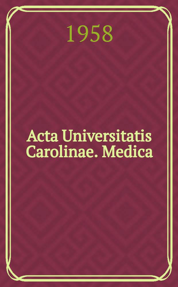 Acta Universitatis Carolinae. Medica