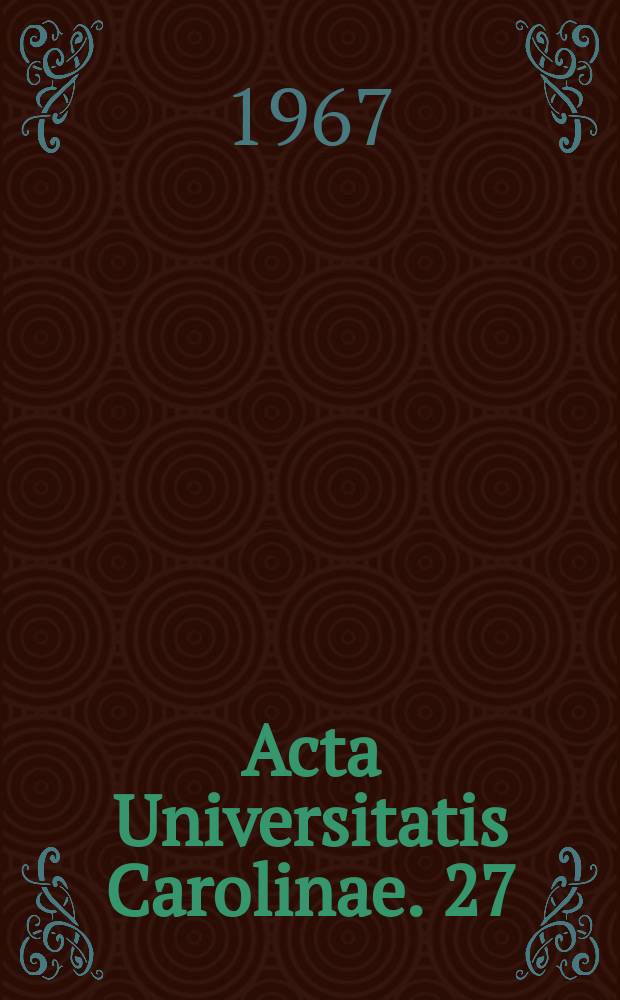 Acta Universitatis Carolinae. 27 : Functioning neoplasm's of the ovary