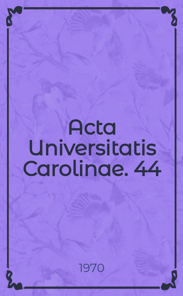 Acta Universitatis Carolinae. 44 : Ovarian neoplasm's
