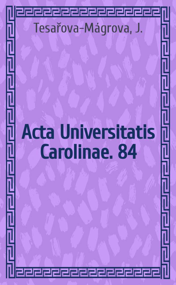 Acta Universitatis Carolinae. 84 : Cardiovascular changes