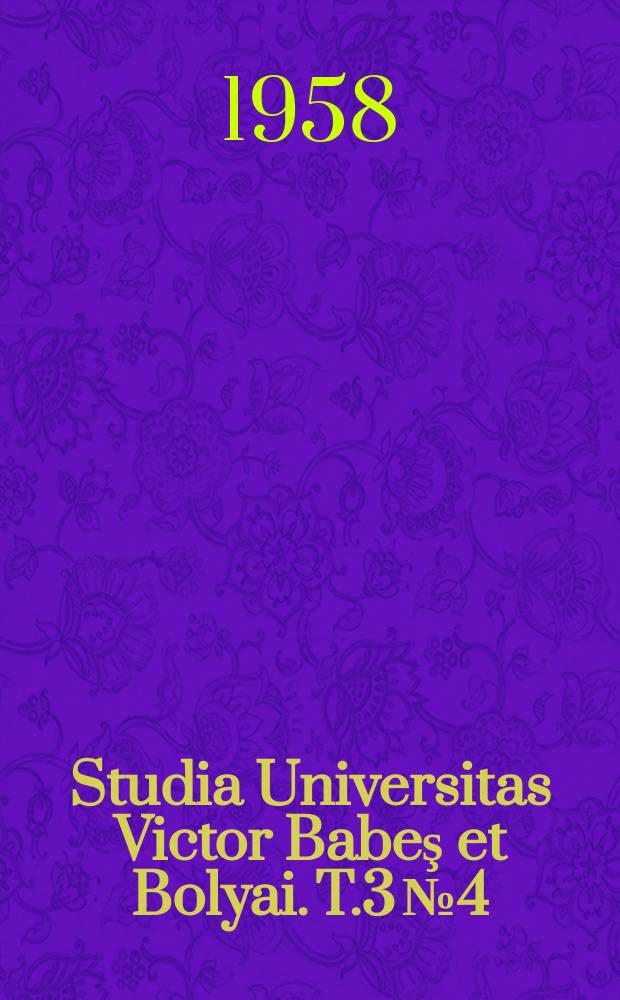 Studia Universitas Victor Babeş et Bolyai. T.3 № 4 : Chemia