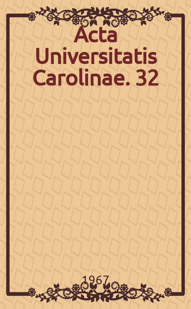 Acta Universitatis Carolinae. 32 : Uric acid, hypertension and coronary heart disease