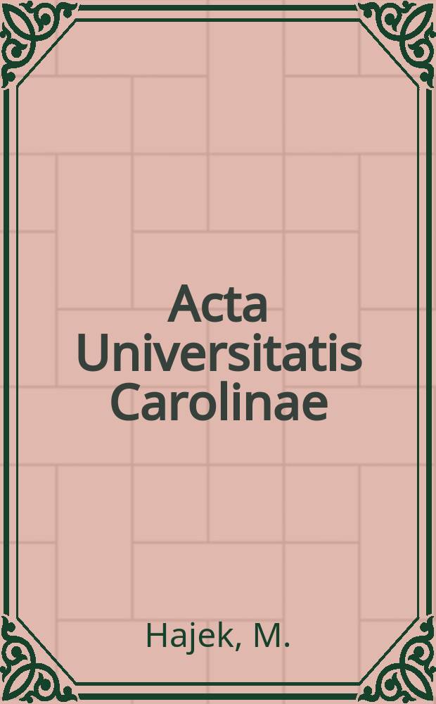 Acta Universitatis Carolinae : Pathology and therapy of chest injuries