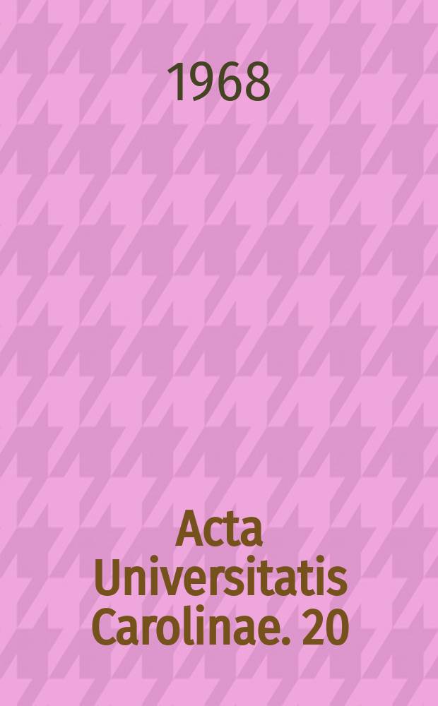 Acta Universitatis Carolinae. 20 : Dvacátá léta sovětské literami kritiky