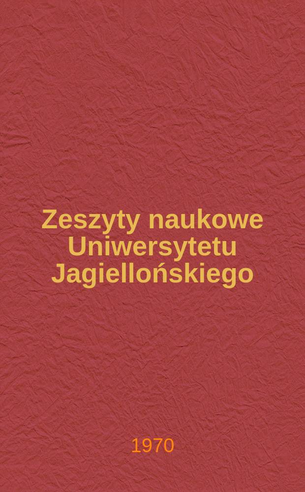 Zeszyty naukowe Uniwersytetu Jagiellońskiego