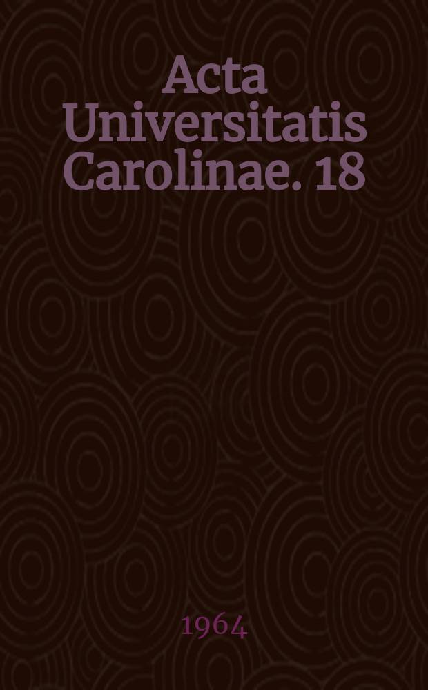 Acta Universitatis Carolinae. 18 : Intrathorakale Missbildungen und dysembryo plastische Tumoren