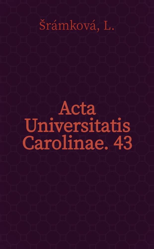 Acta Universitatis Carolinae. 43 : Alkaline phosphatase in neutrophil leucocytes in infectious diseases
