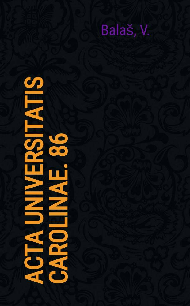 Acta Universitatis Carolinae. 86 : Portal hypertension and its treatment