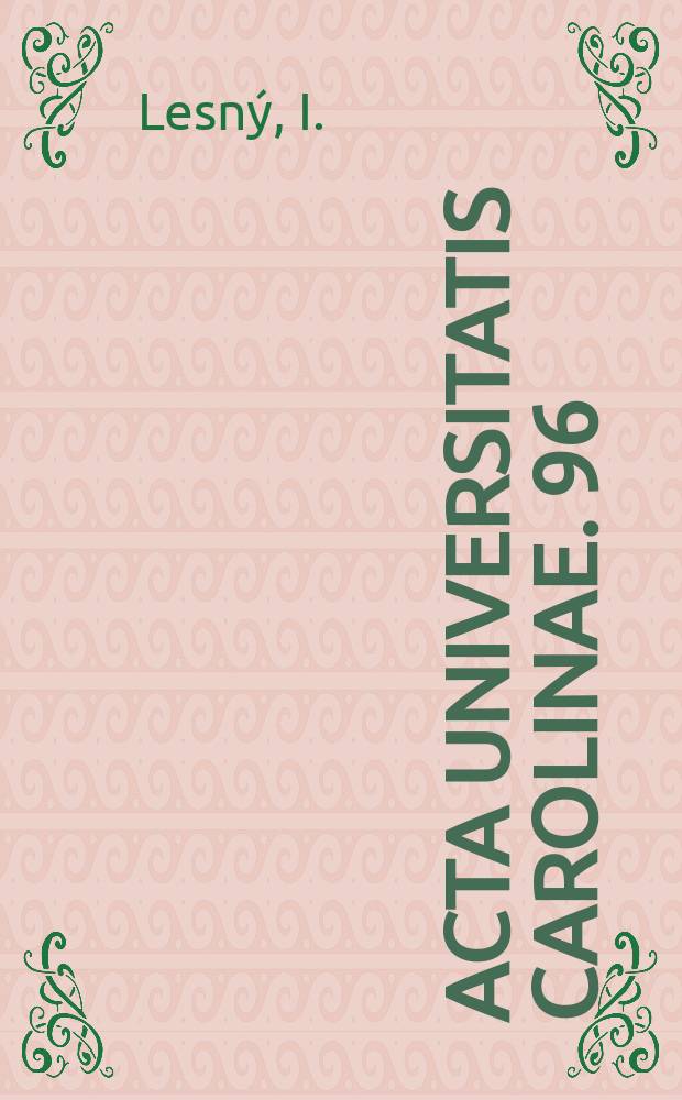 Acta Universitatis Carolinae. 96 : The sub cortical regulatory motor system the development