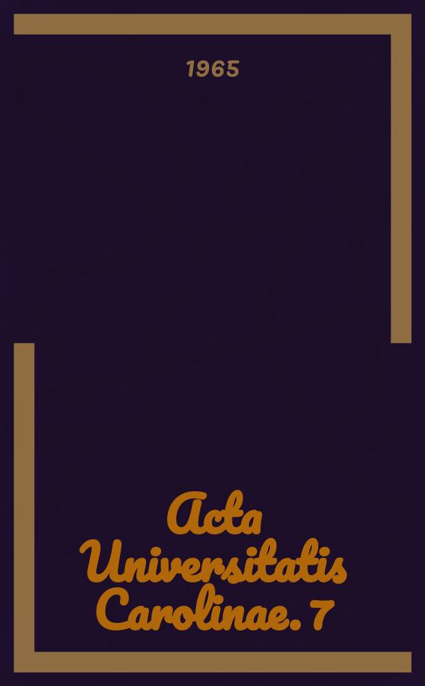 Acta Universitatis Carolinae. 7 : Shakespearovi předchůdci