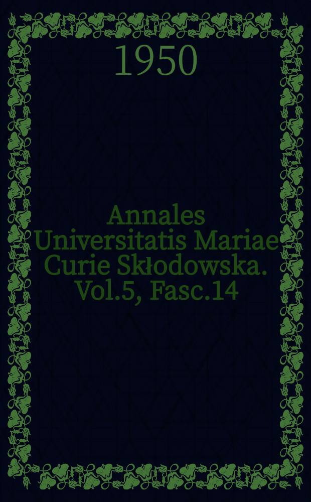 Annales Universitatis Mariae Curie Skłodowska. Vol.5, Fasc.14 : Występowanie leukergii w stanach anafilaktycznych