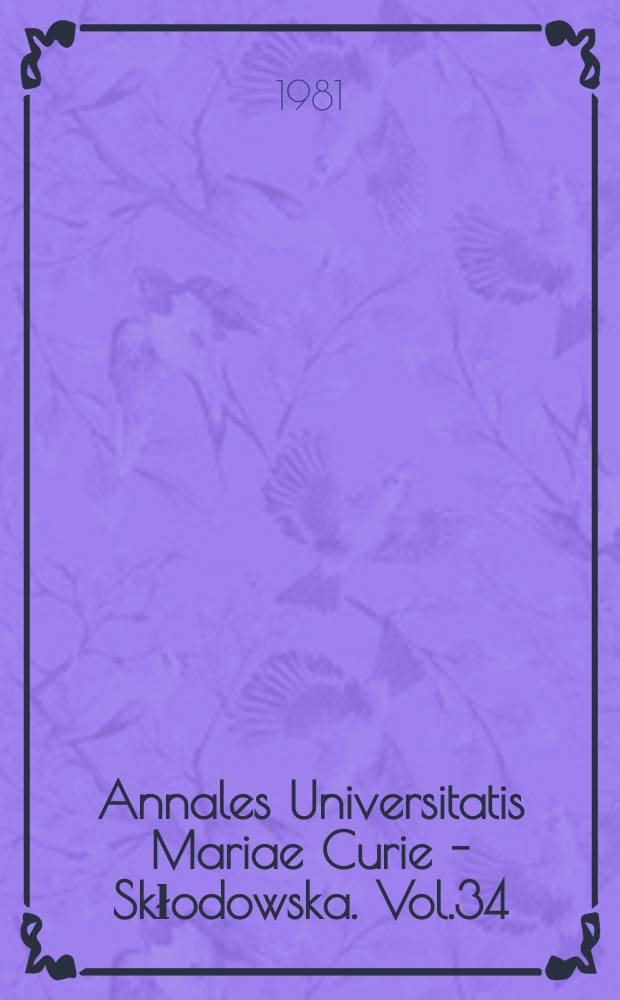 Annales Universitatis Mariae Curie - Skłodowska. Vol.34 : 1979