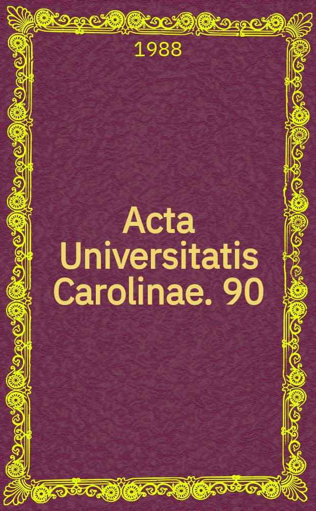 Acta Universitatis Carolinae. 90 : Altägyptich, tlamitosemitisch