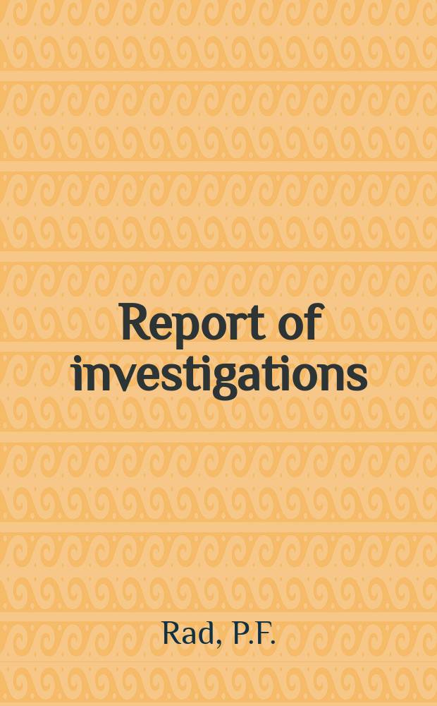 Report of investigations : Tunnelling machine research