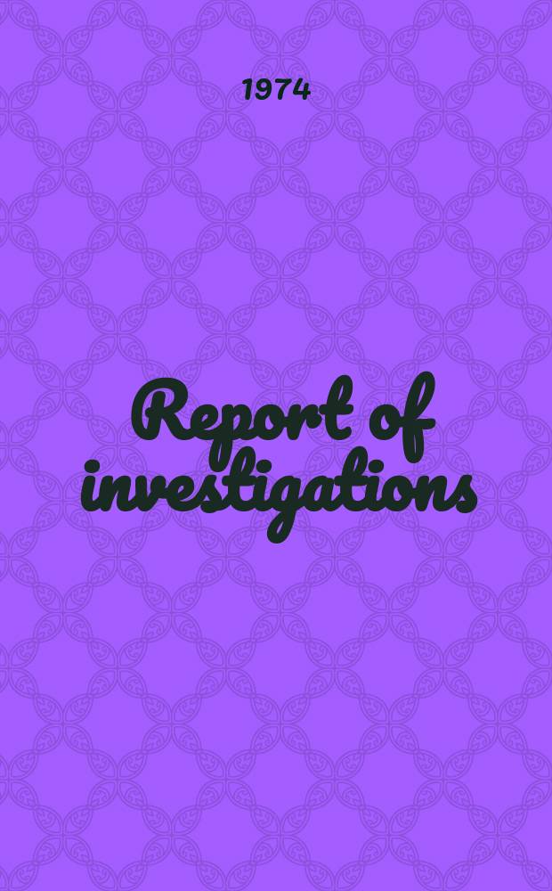 Report of investigations : Mine roof reinforcement by specifically designed epoxy ...