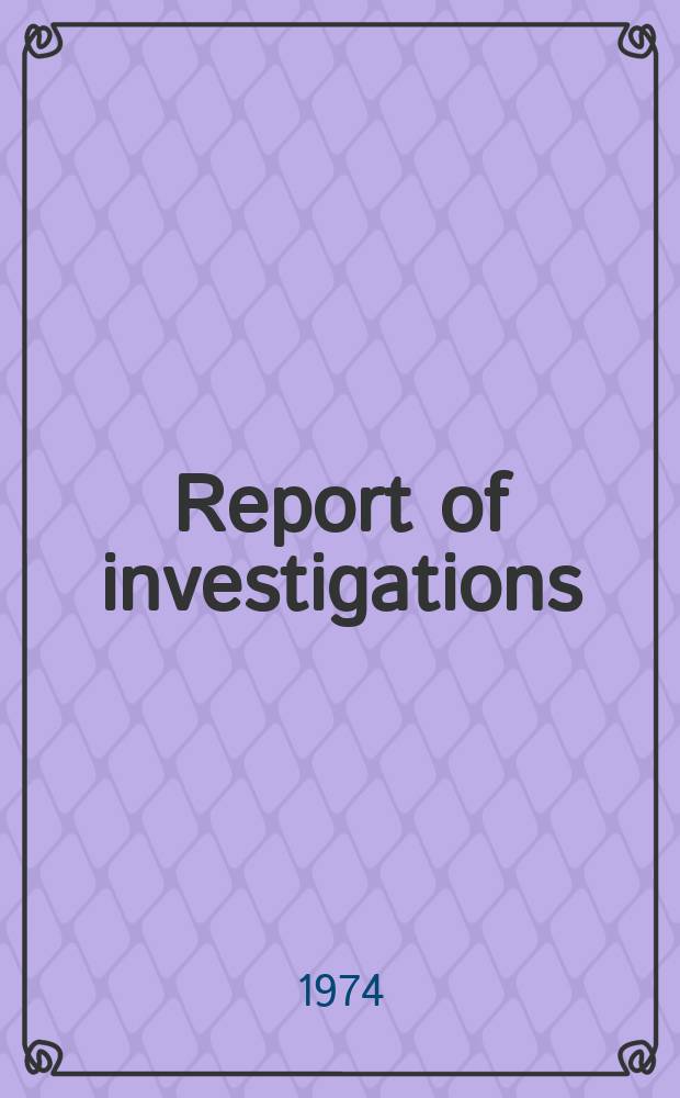 Report of investigations : Optimum gas ...