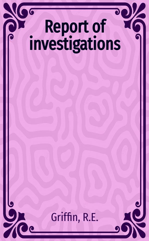 Report of investigations : Dielectric constants ...