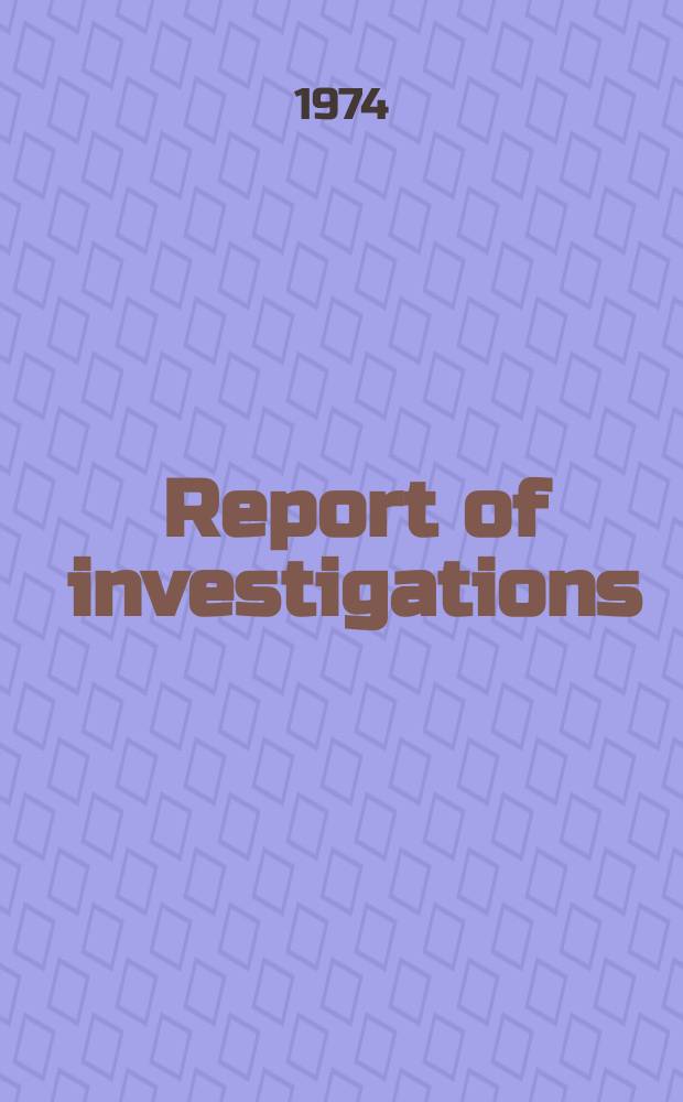 Report of investigations : Compound-type separation and characterization studies ...