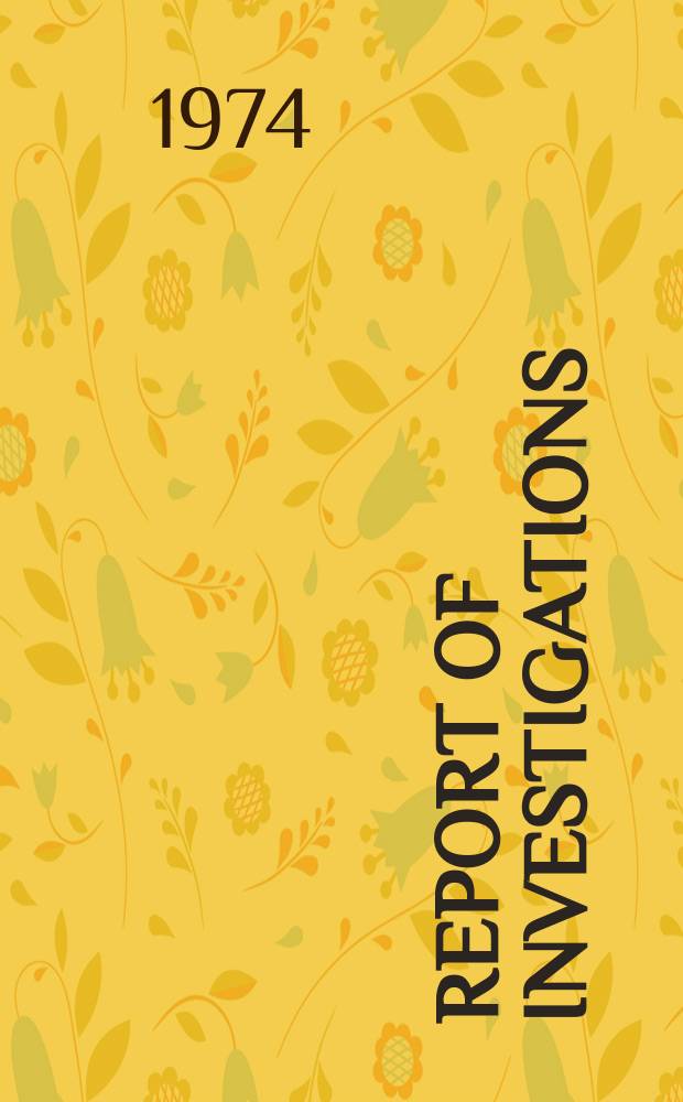 Report of investigations : Increasing fluosilicic acid ...