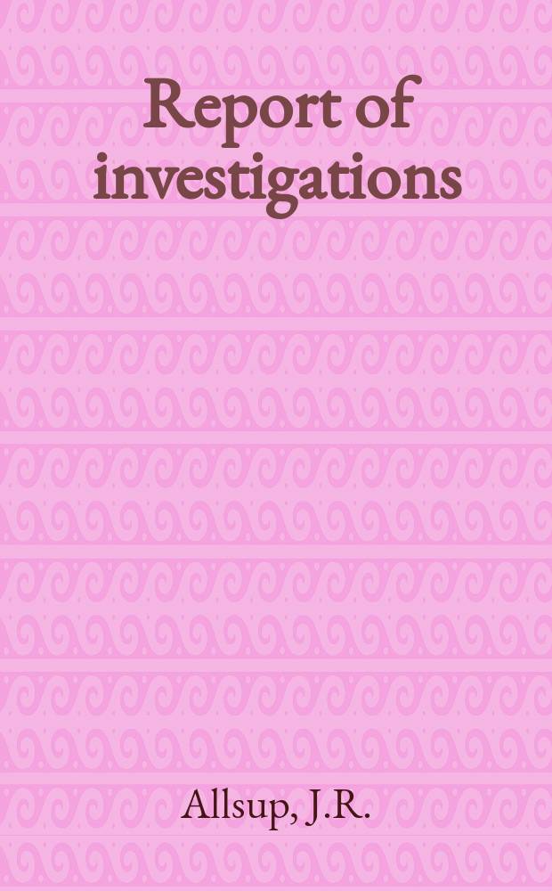 Report of investigations : Emission characteristics of ...