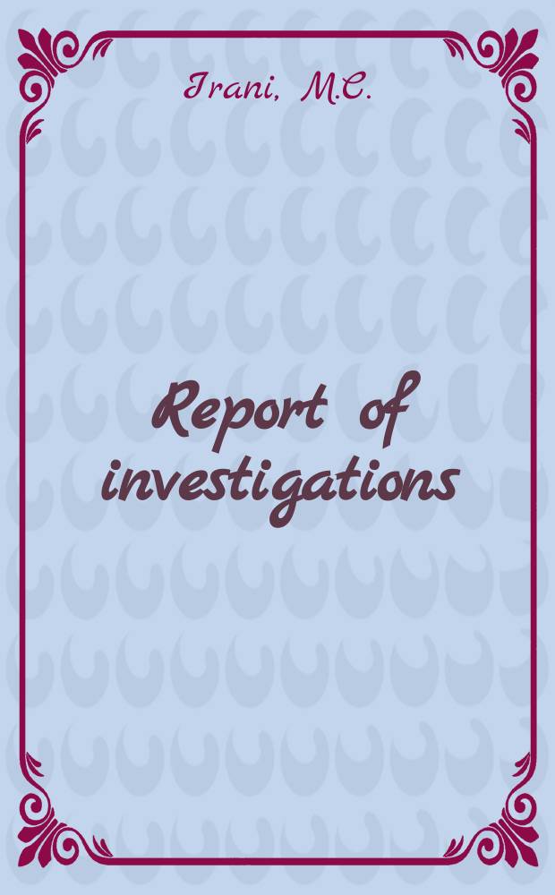 Report of investigations : Methane analyzer system to record continuously ...