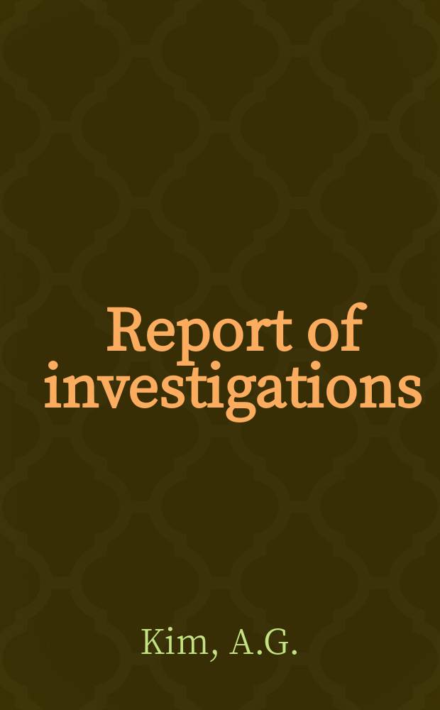 Report of investigations : Methane in the Pittsburgh coalbed, Green Country, Pa.