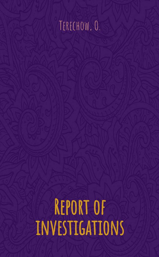 Report of investigations : Electrophoretic and filtration studies ...