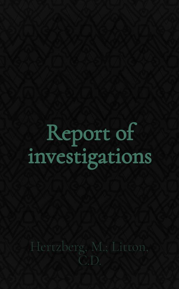 Report of investigations : Optical detection ...