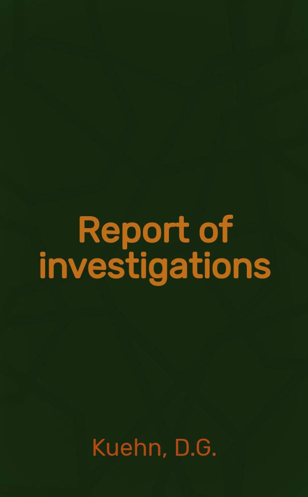 Report of investigations : Decomposition reactions of ...