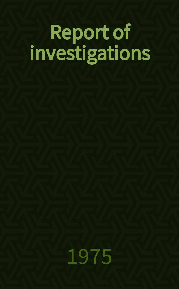 Report of investigations : Drillability determination ...