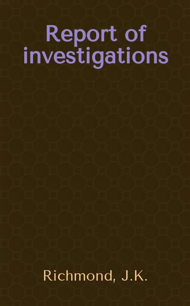 Report of investigations : Effect of rock dust